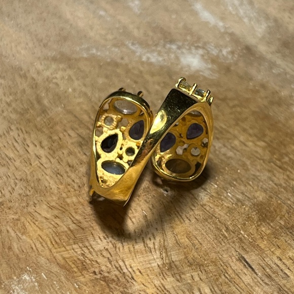 Gemstone Bypass Gold Vermeil Over Sterling Silver Ring - Picture 11 of 13